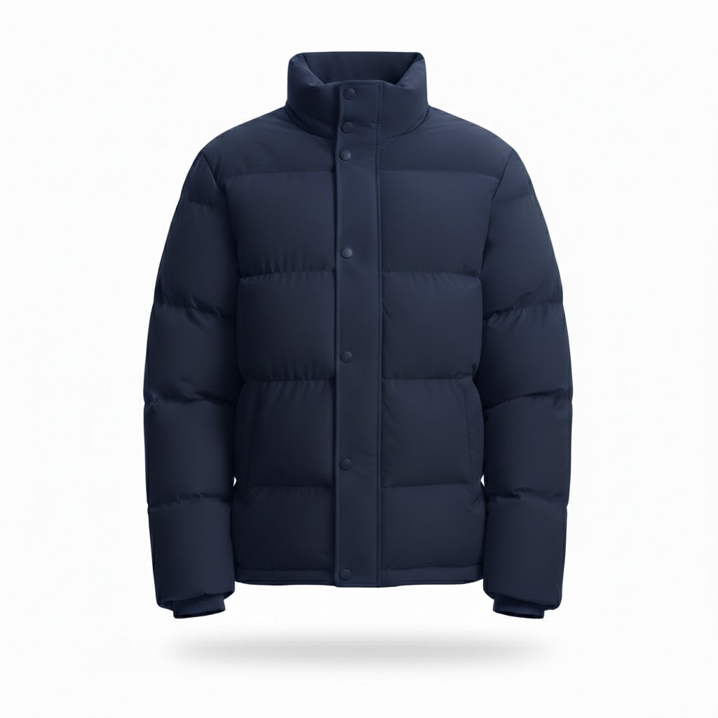 Windproof Duck Down Puffer Jacket Blue