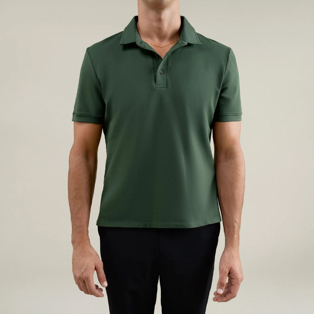 Heavyweight Essential Cotton Polo Green