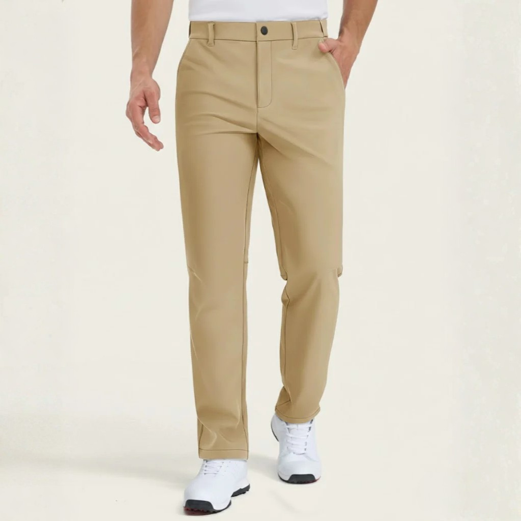 Men's Winter Fleece Lined Waterproof Pants Beige