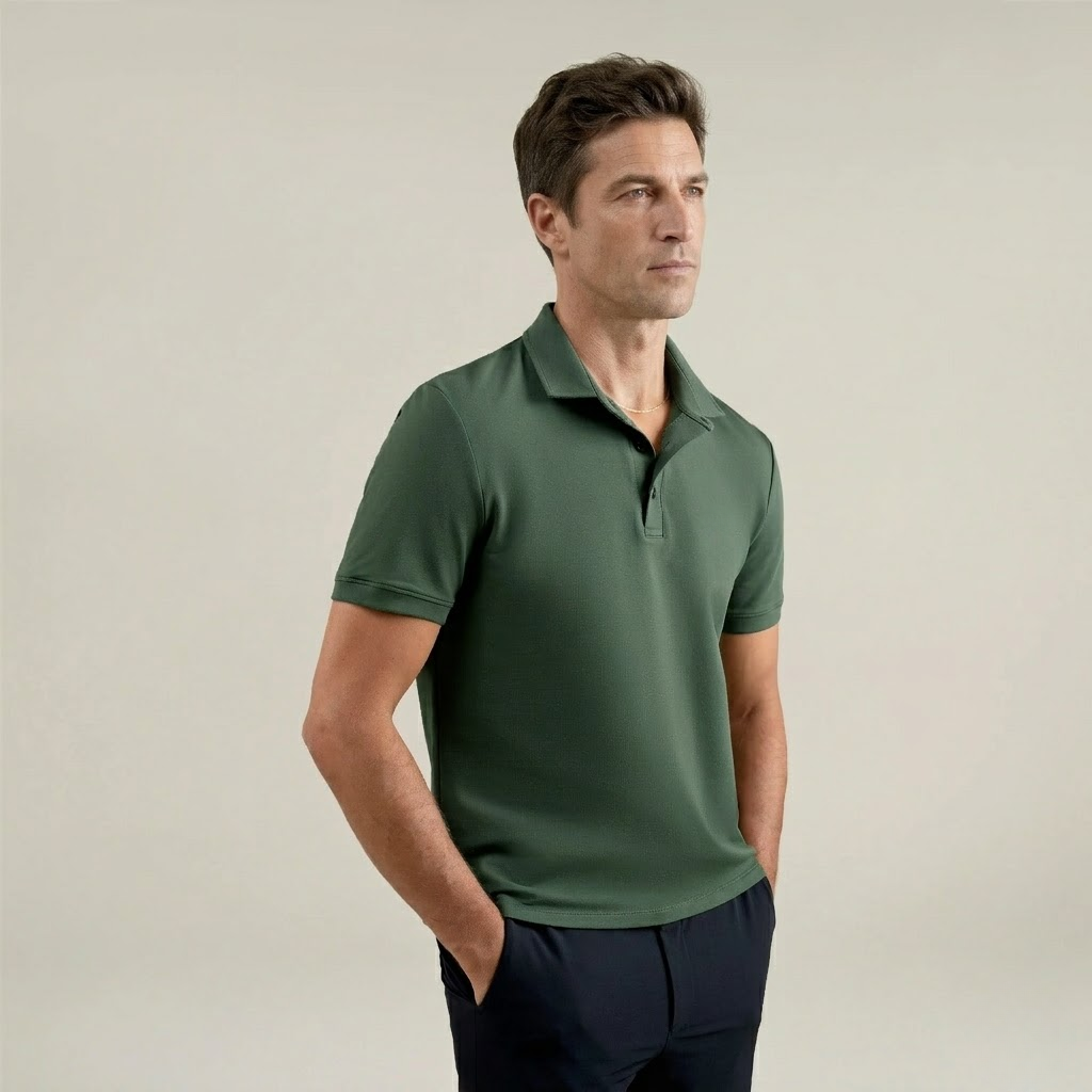 Heavyweight Essential Cotton Polo Green