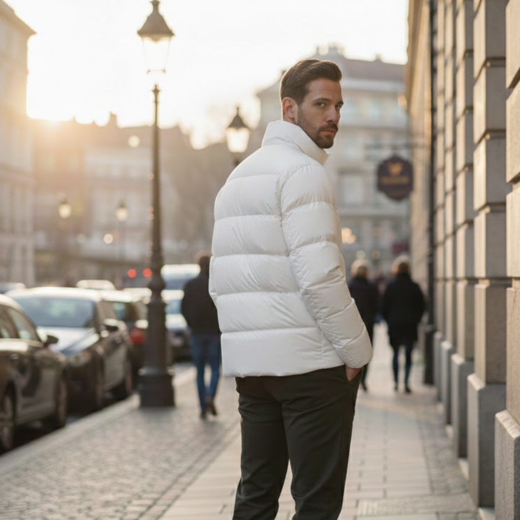 Windproof Duck Down Puffer Jacket White