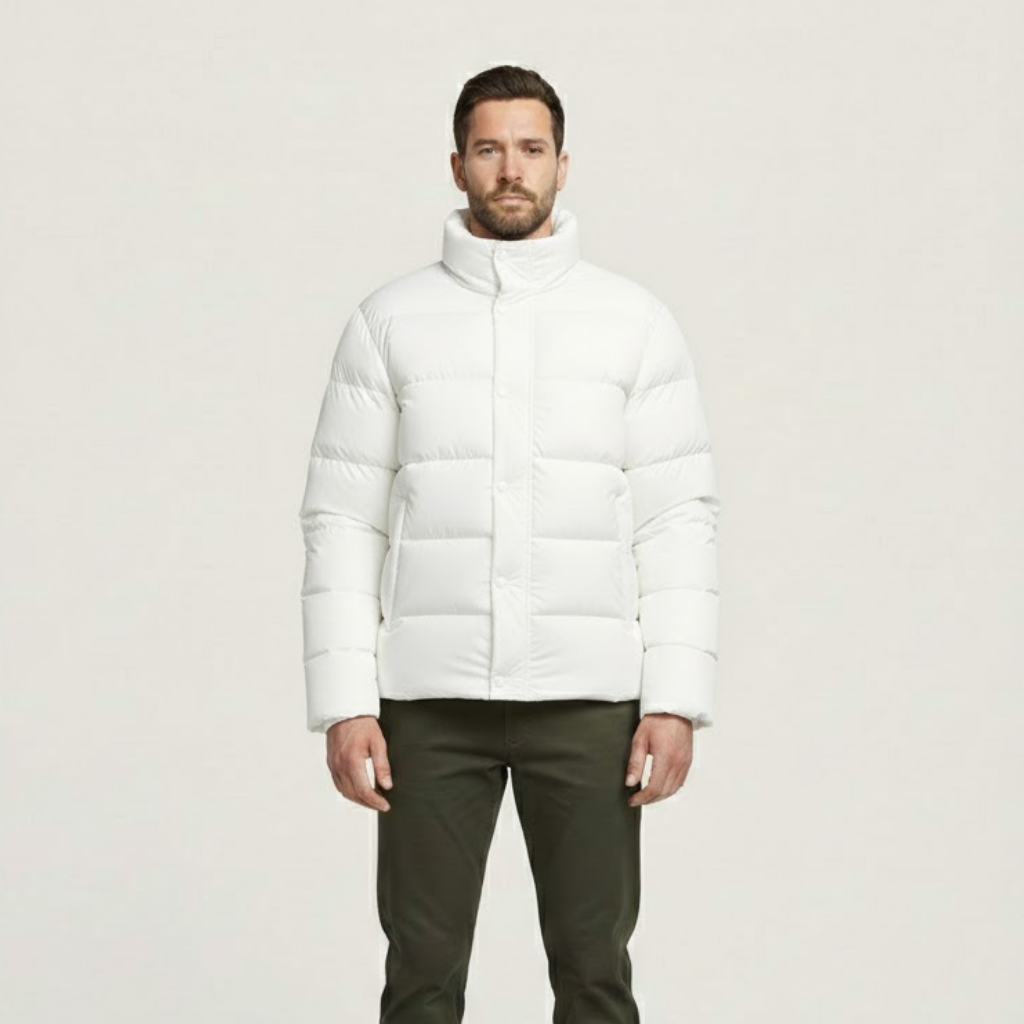 Windproof Duck Down Puffer Jacket White