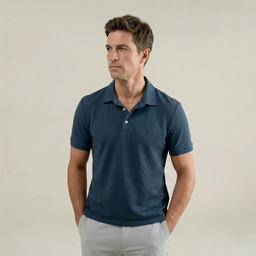 Heavyweight Essential Cotton Polo Navy