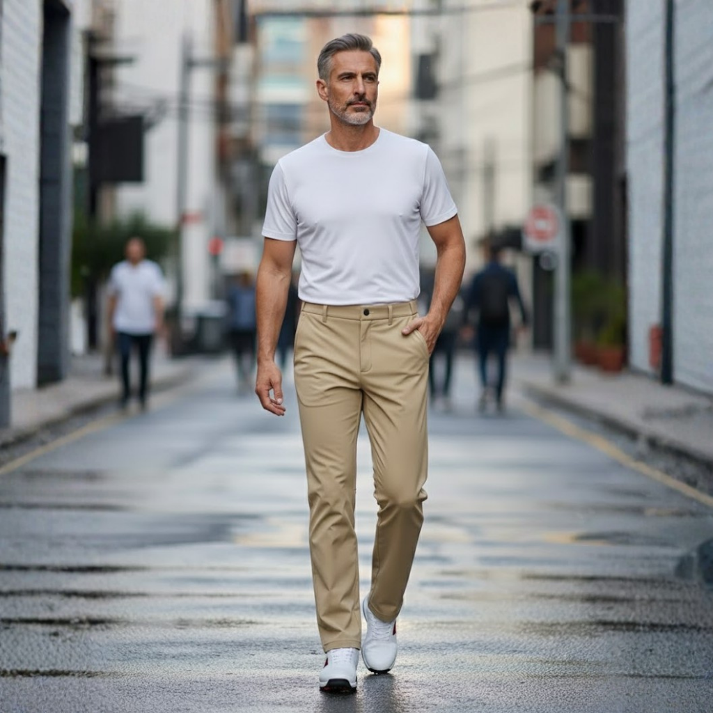 Men's Winter Fleece Lined Waterproof Pants Beige