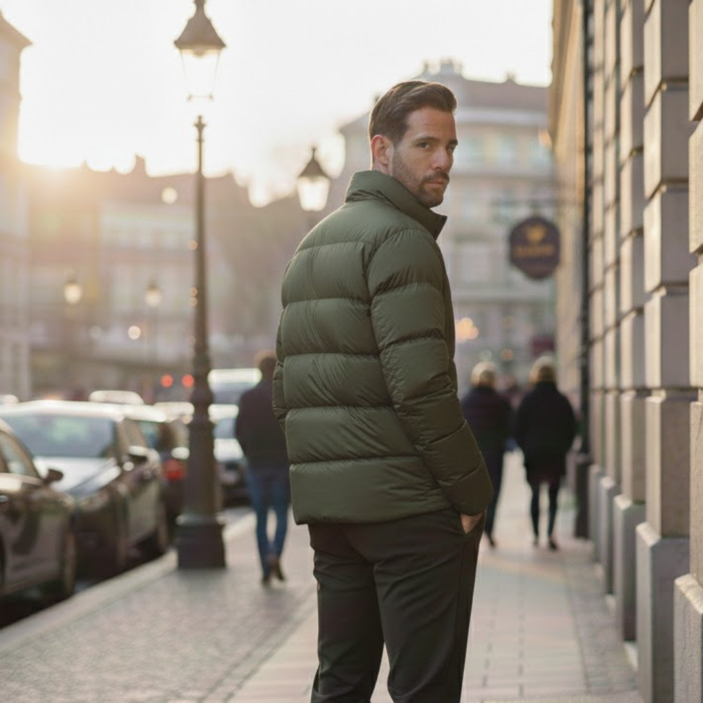Windproof Duck Down Puffer Jacket green