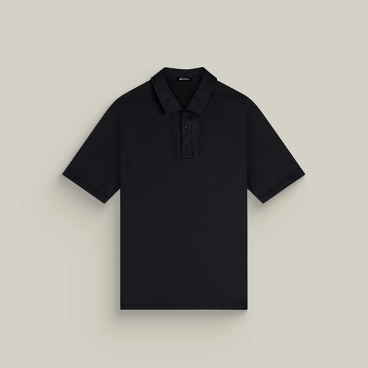 Heavyweight Essential Cotton Polo Black