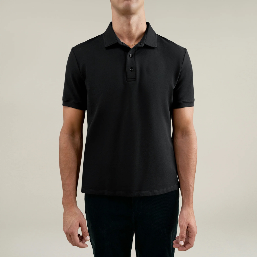 Heavyweight Essential Cotton Polo Black