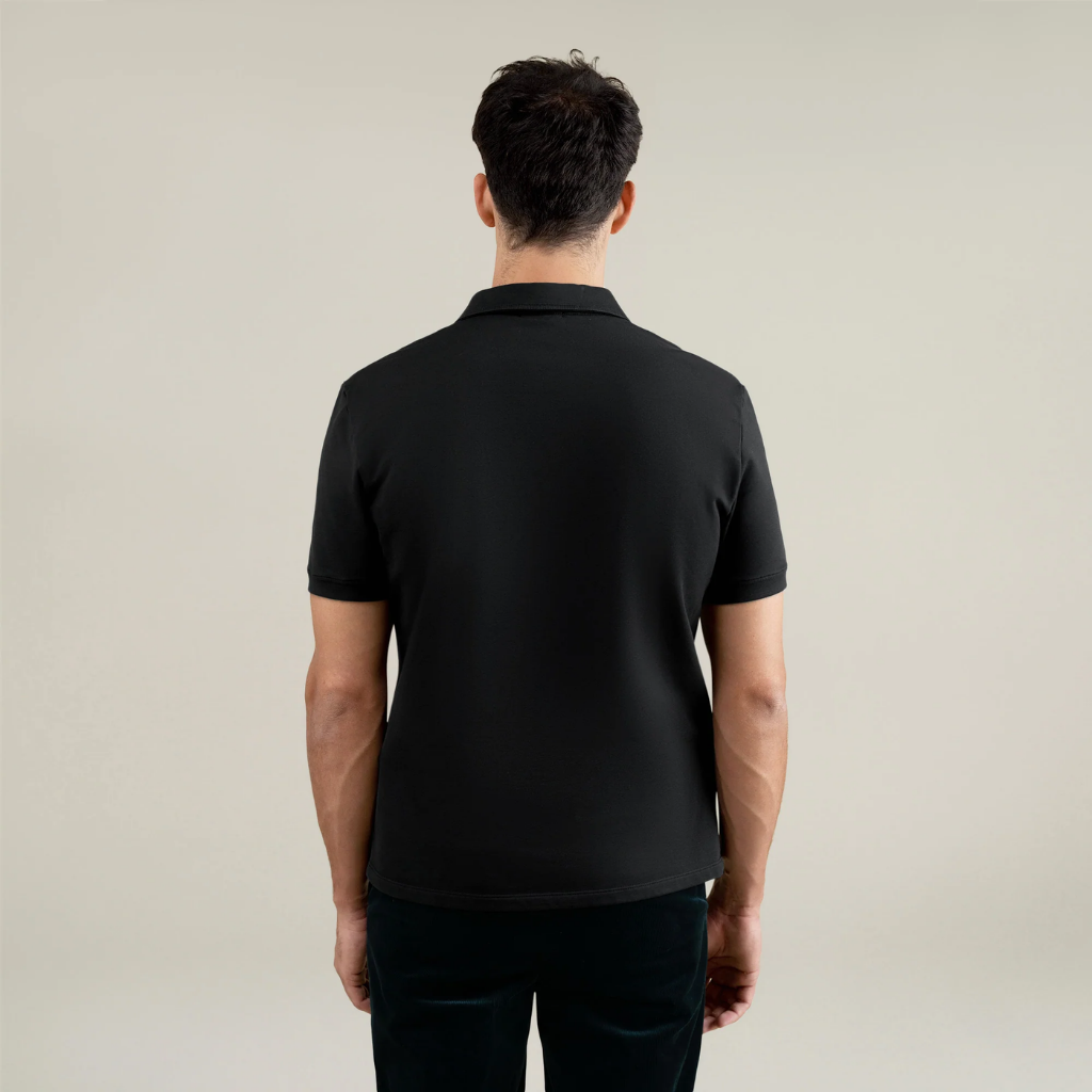 Heavyweight Essential Cotton Polo Black