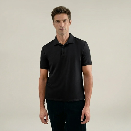 Heavyweight Essential Cotton Polo Black