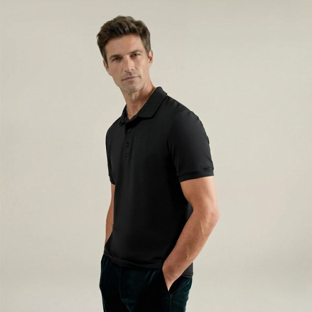 Heavyweight Essential Cotton Polo Black