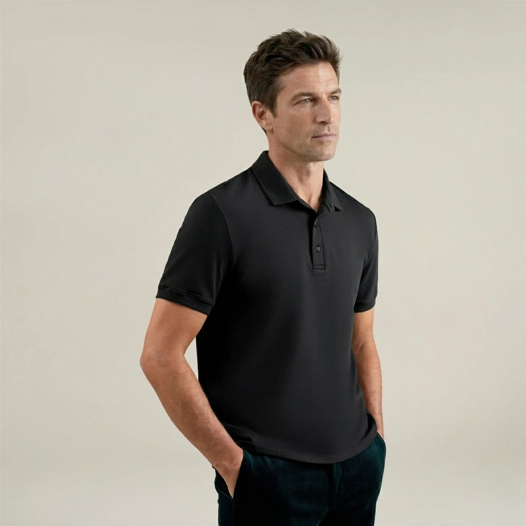 Heavyweight Essential Cotton Polo Black