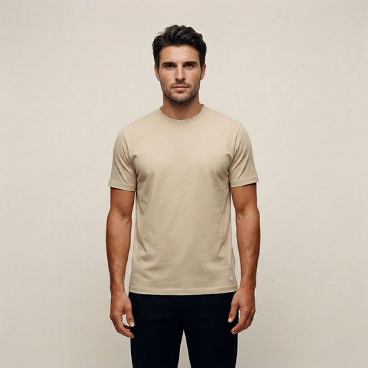 Heavyweight Essential Cotton T-Shirt Beige