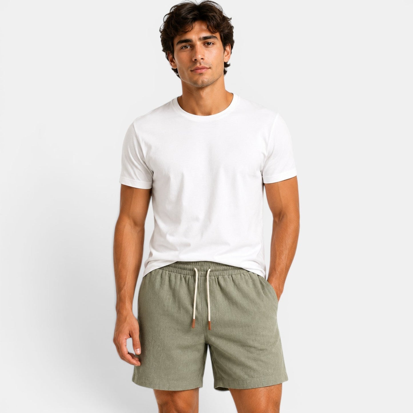 Linen Shorts - Olive