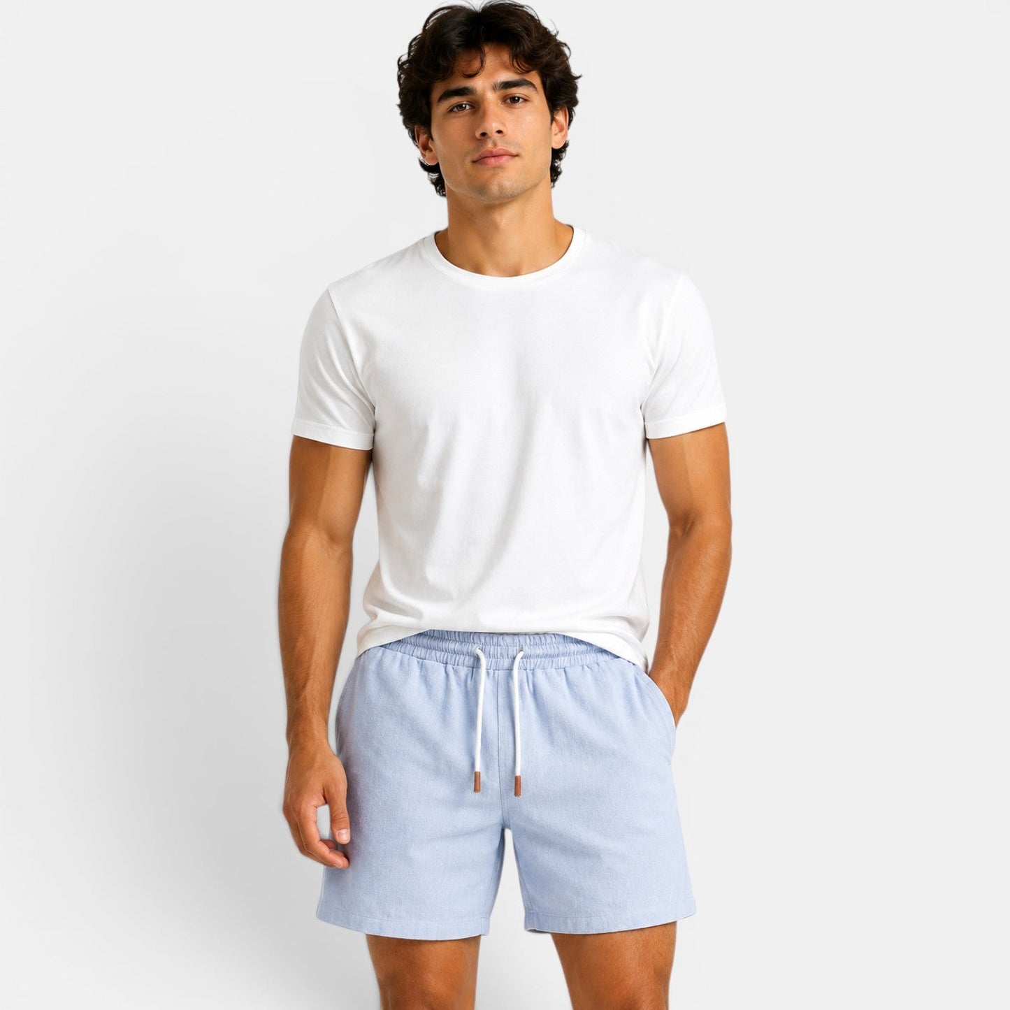 Linen Shorts - Blue