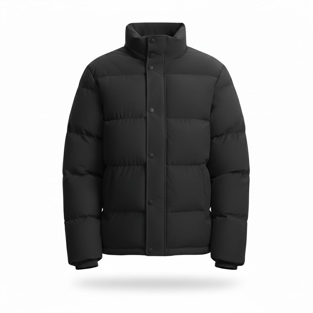 Windproof Duck Down Puffer Jacket Black
